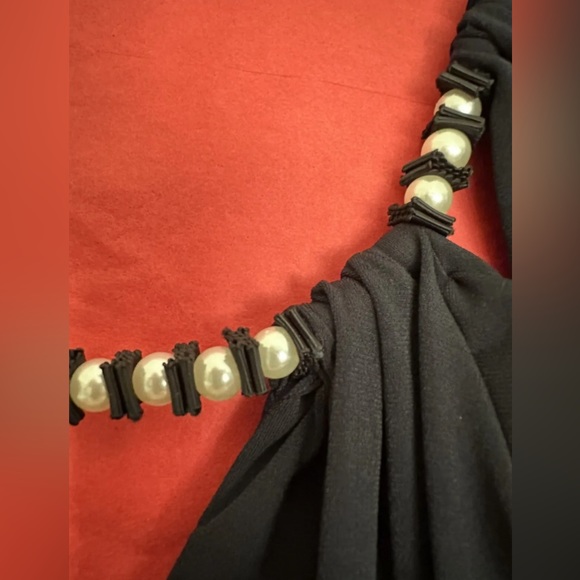 David Meister Long Evening Gown Womens Sz 10 Dark Navy Pearls Party Dress - Picture 7 of 11